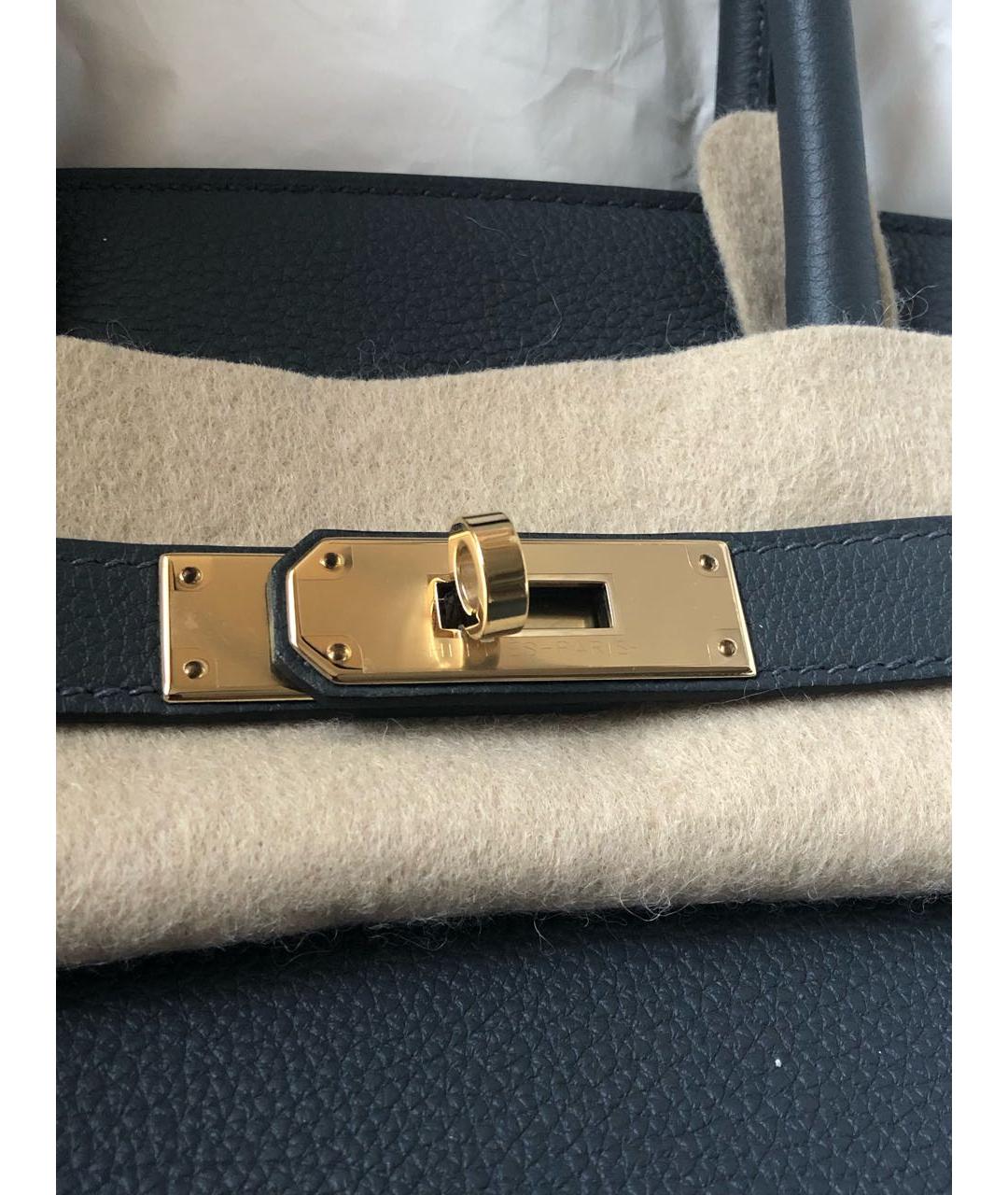 HERMES Антрацитовая кожаная сумка с короткими ручками, фото 2