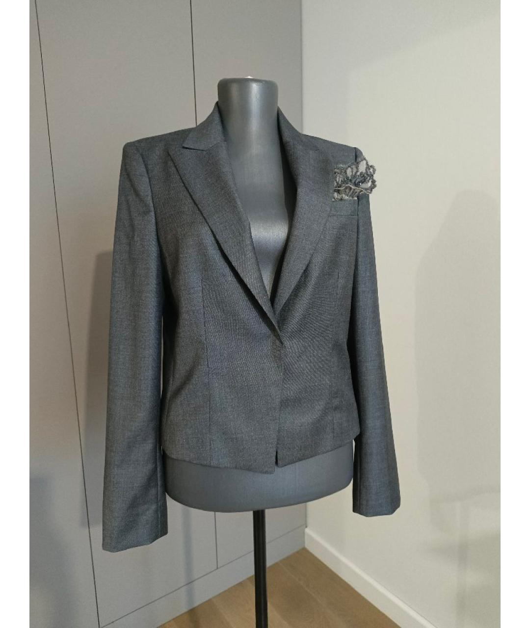 BRUNELLO CUCINELLI Антрацитовый шерстяной жакет/пиджак, фото 9