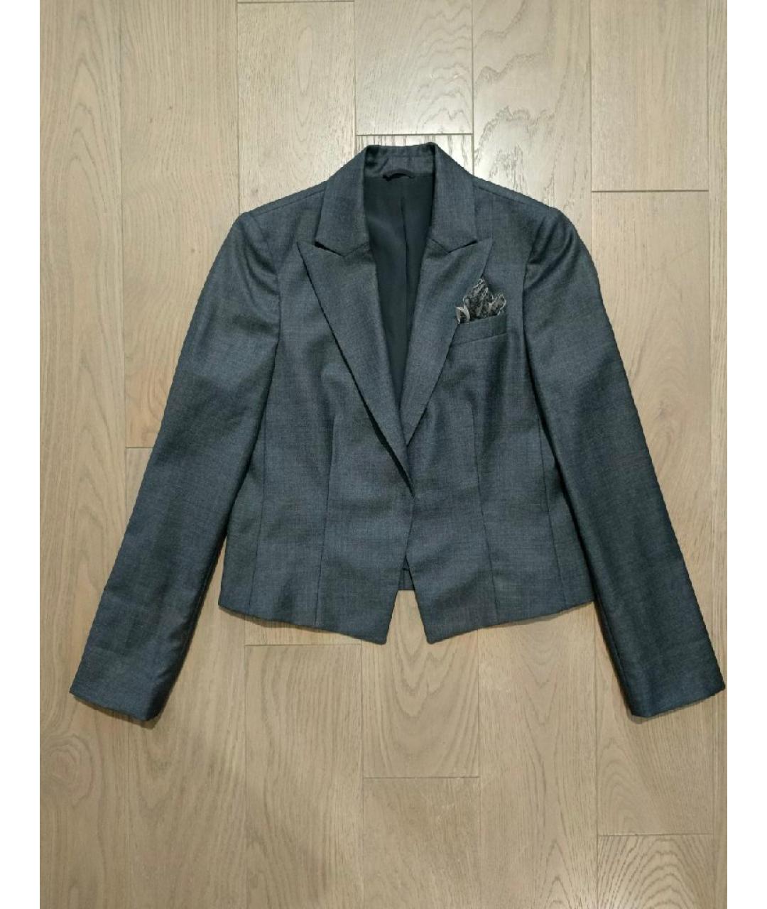 BRUNELLO CUCINELLI Антрацитовый шерстяной жакет/пиджак, фото 10