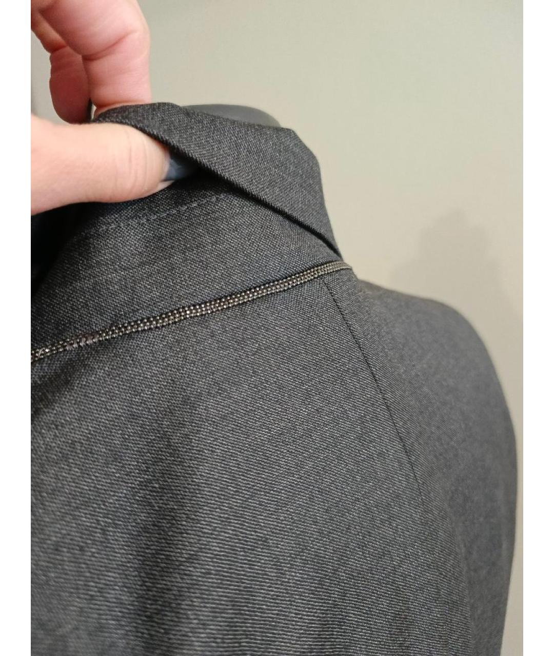 BRUNELLO CUCINELLI Антрацитовый шерстяной жакет/пиджак, фото 4