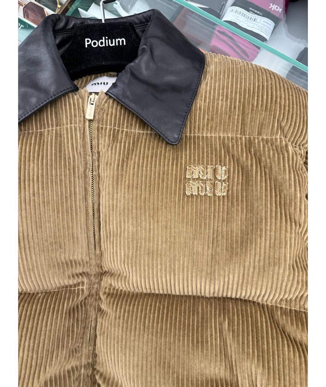 MIU MIU Бежевый хлопковый пуховик, фото 5