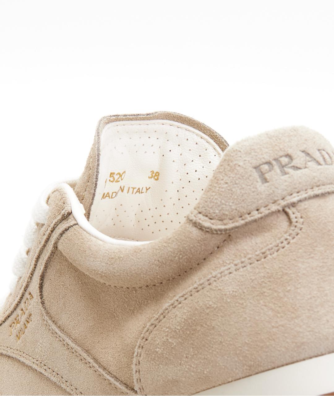PRADA Бежевые замшевые кроссовки, фото 6