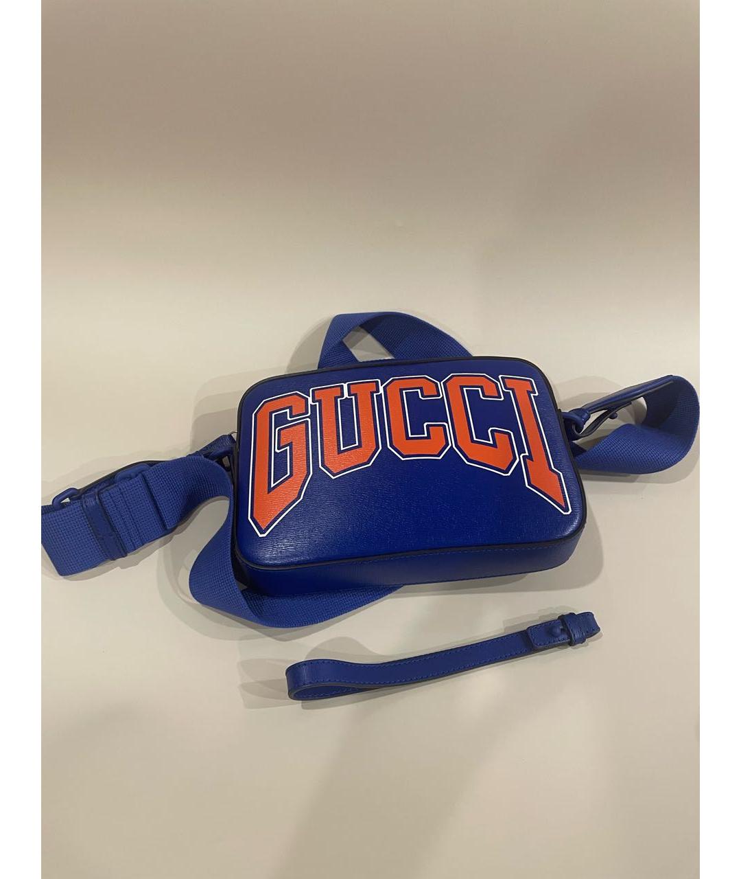 GUCCI Синяя кожаная сумка на плечо, фото 3