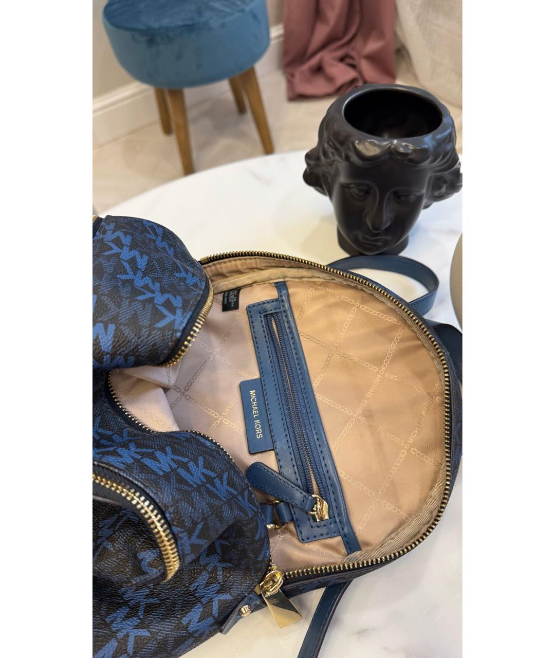 MICHAEL KORS Синий кожаный рюкзак, фото 5
