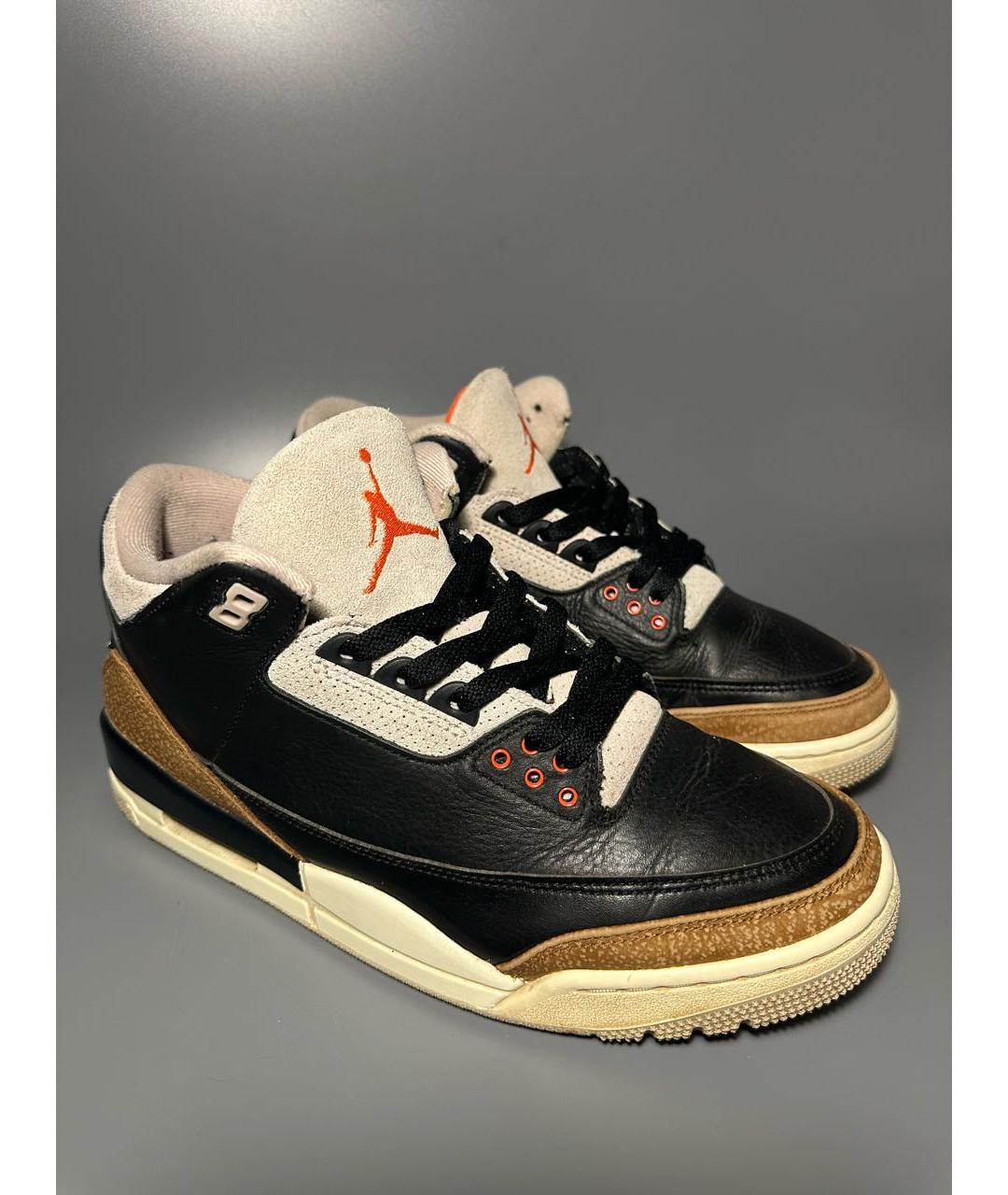 JORDAN Черные кожаные высокие кроссовки / кеды, фото 5