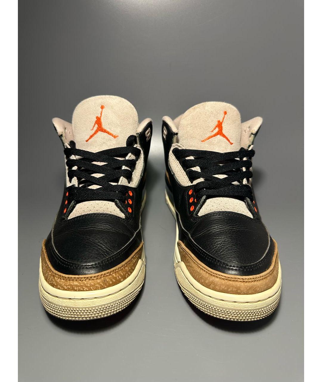 JORDAN Черные кожаные высокие кроссовки / кеды, фото 2