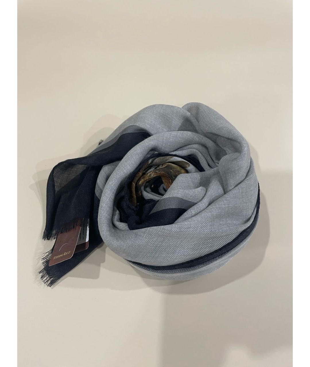 STEFANO RICCI Серый кашемировый шарф, фото 5