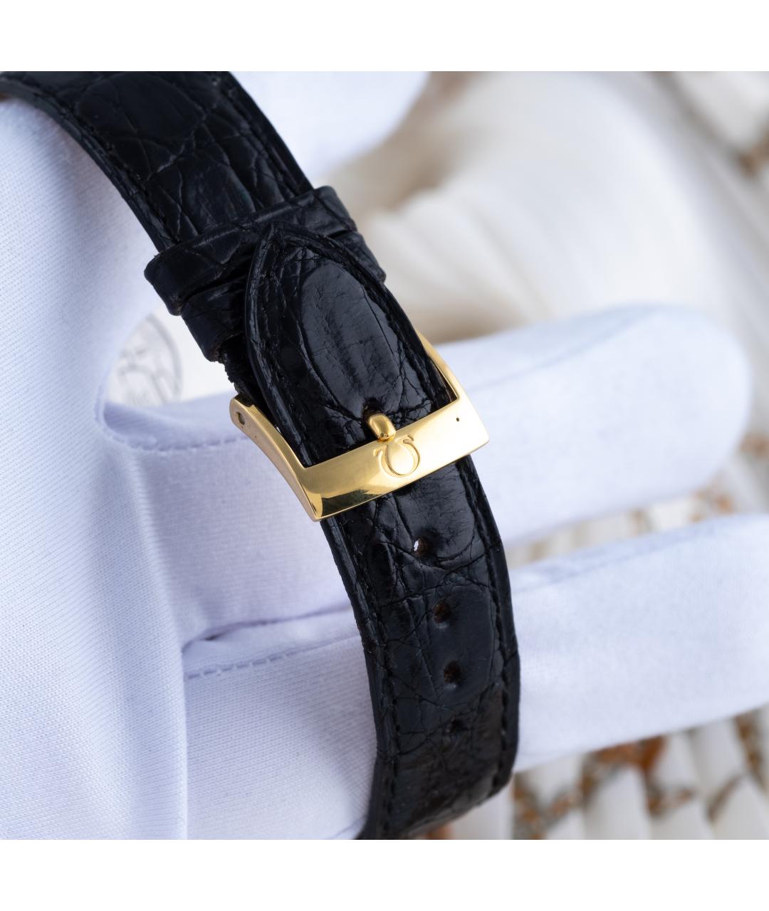 OMEGA Черные часы из желтого золота, фото 7