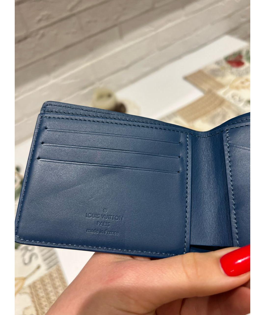 LOUIS VUITTON Синий кожаный кошелек, фото 2