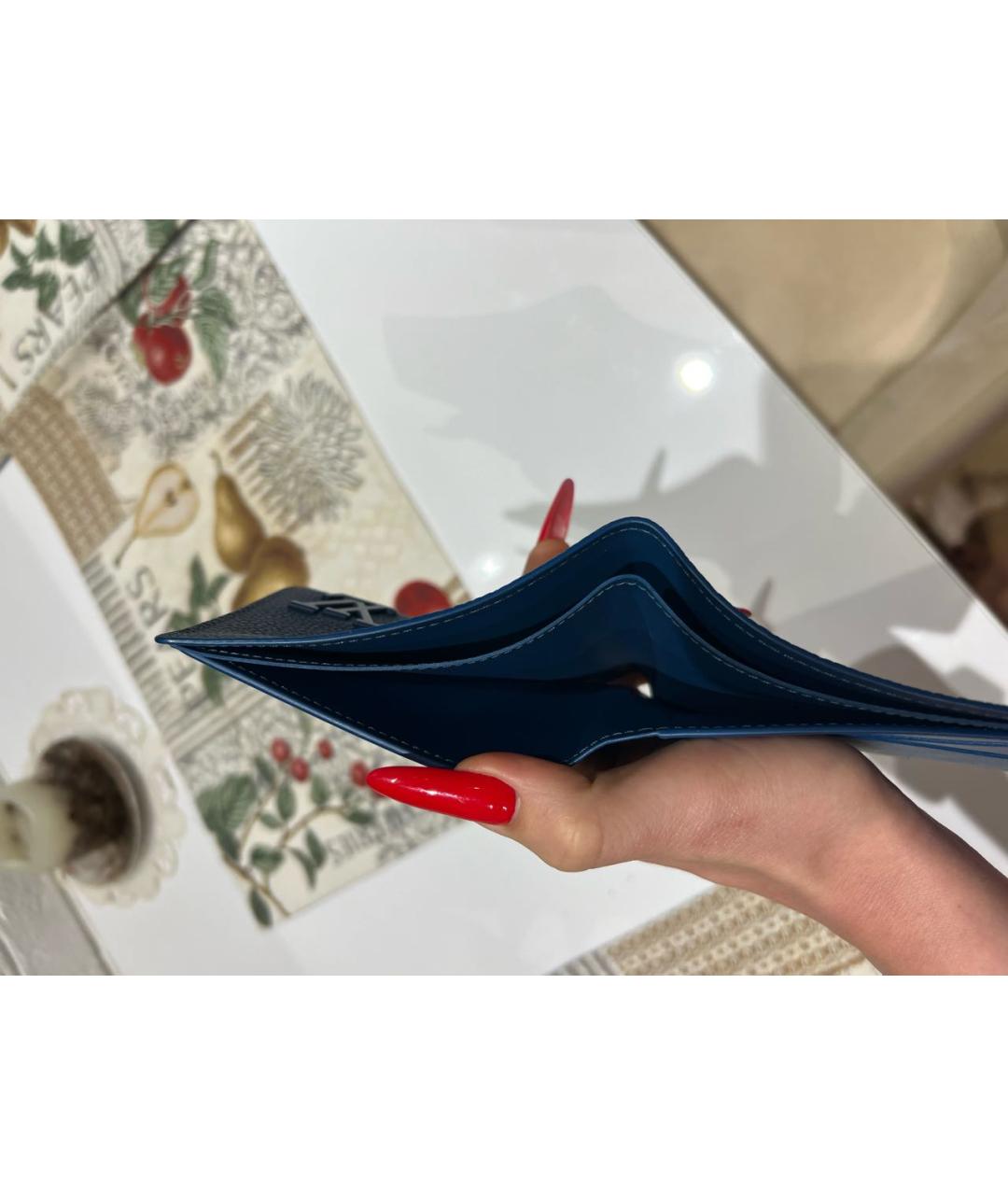 LOUIS VUITTON Синий кожаный кошелек, фото 3