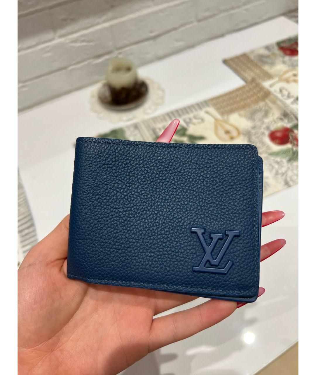 LOUIS VUITTON Синий кожаный кошелек, фото 4
