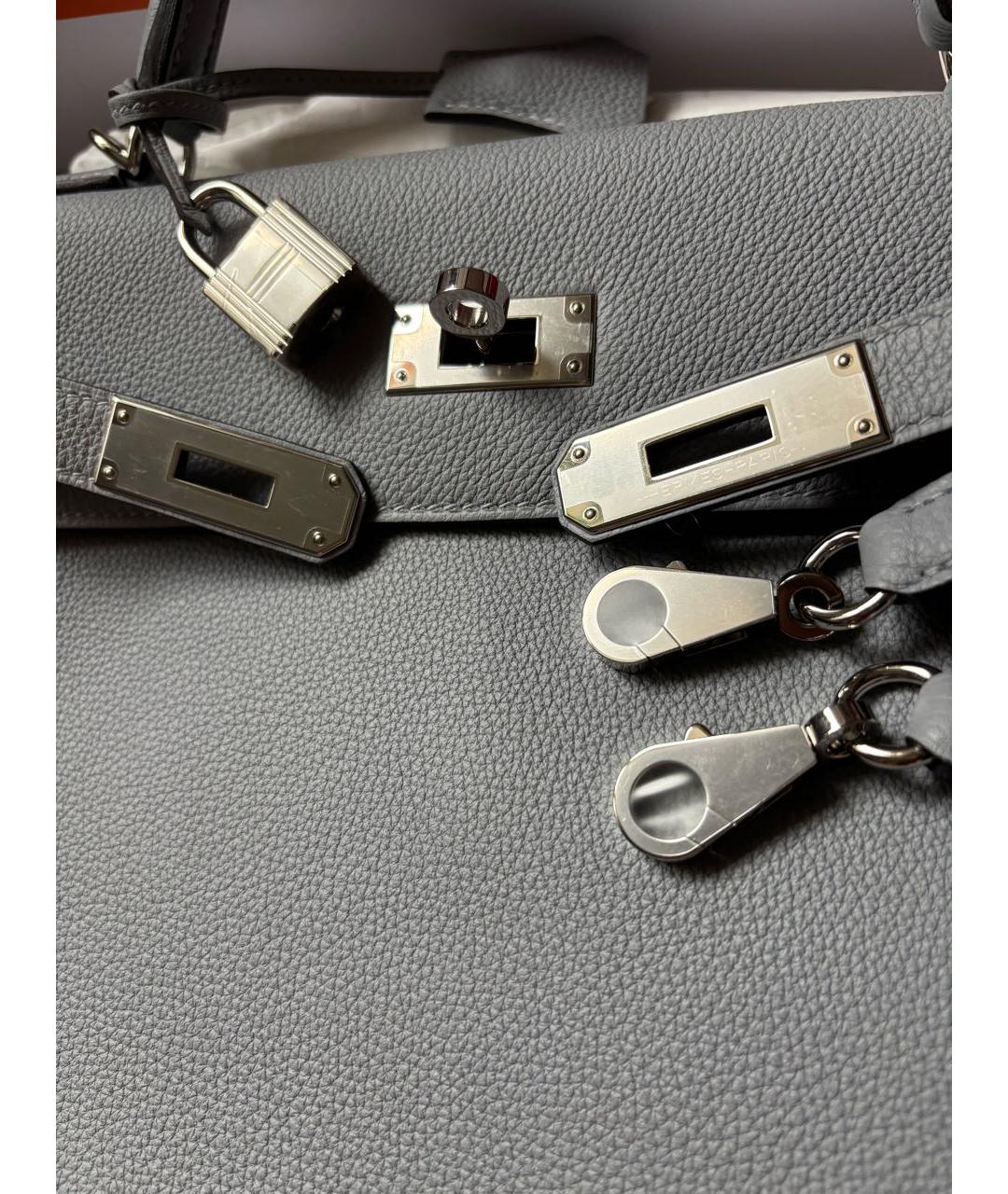 HERMES Серая кожаная сумка через плечо, фото 2