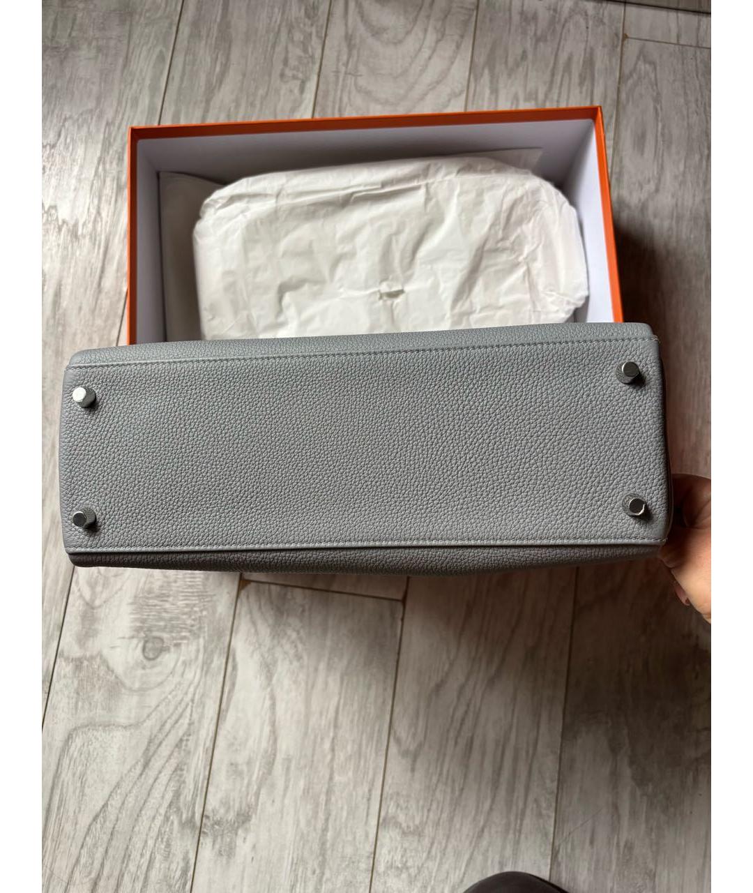 HERMES Серая кожаная сумка через плечо, фото 3