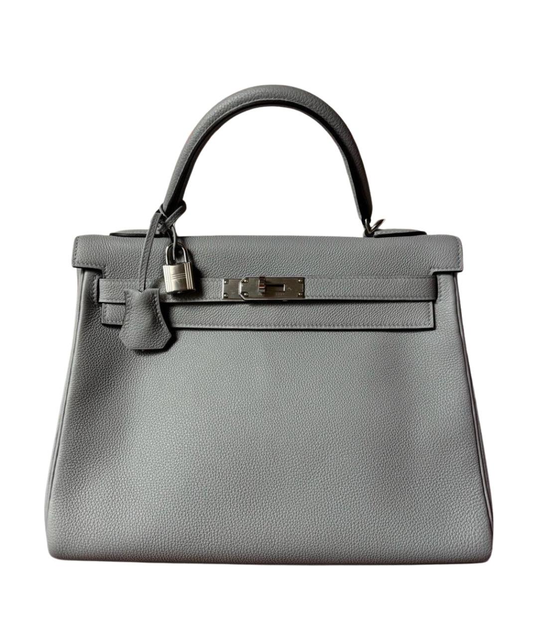 HERMES Серая кожаная сумка через плечо, фото 1