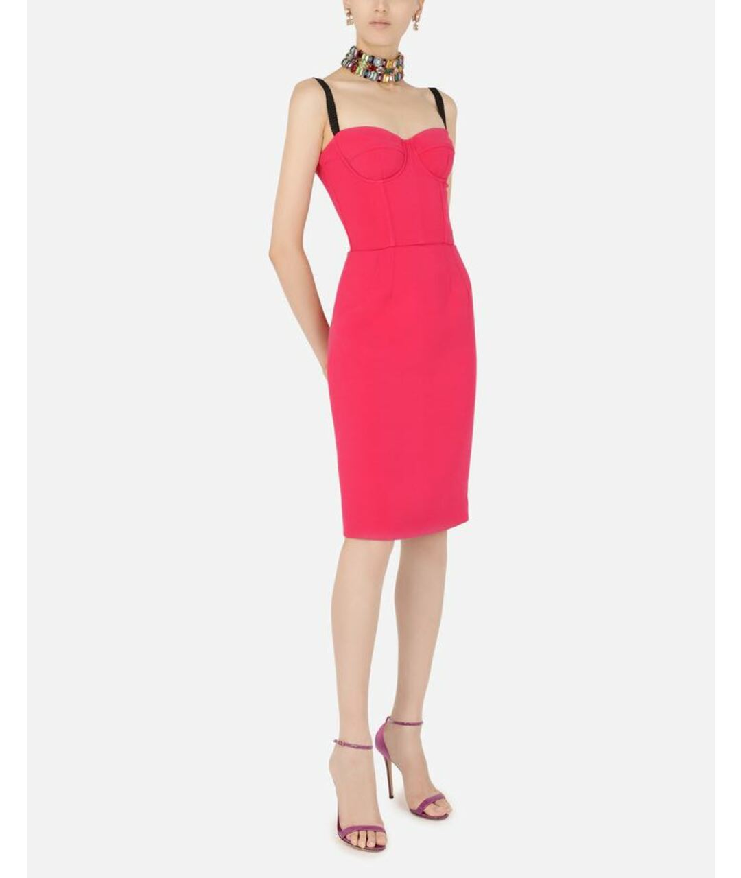 DOLCE&GABBANA Фуксия полиэстеровое коктейльное платье, фото 4