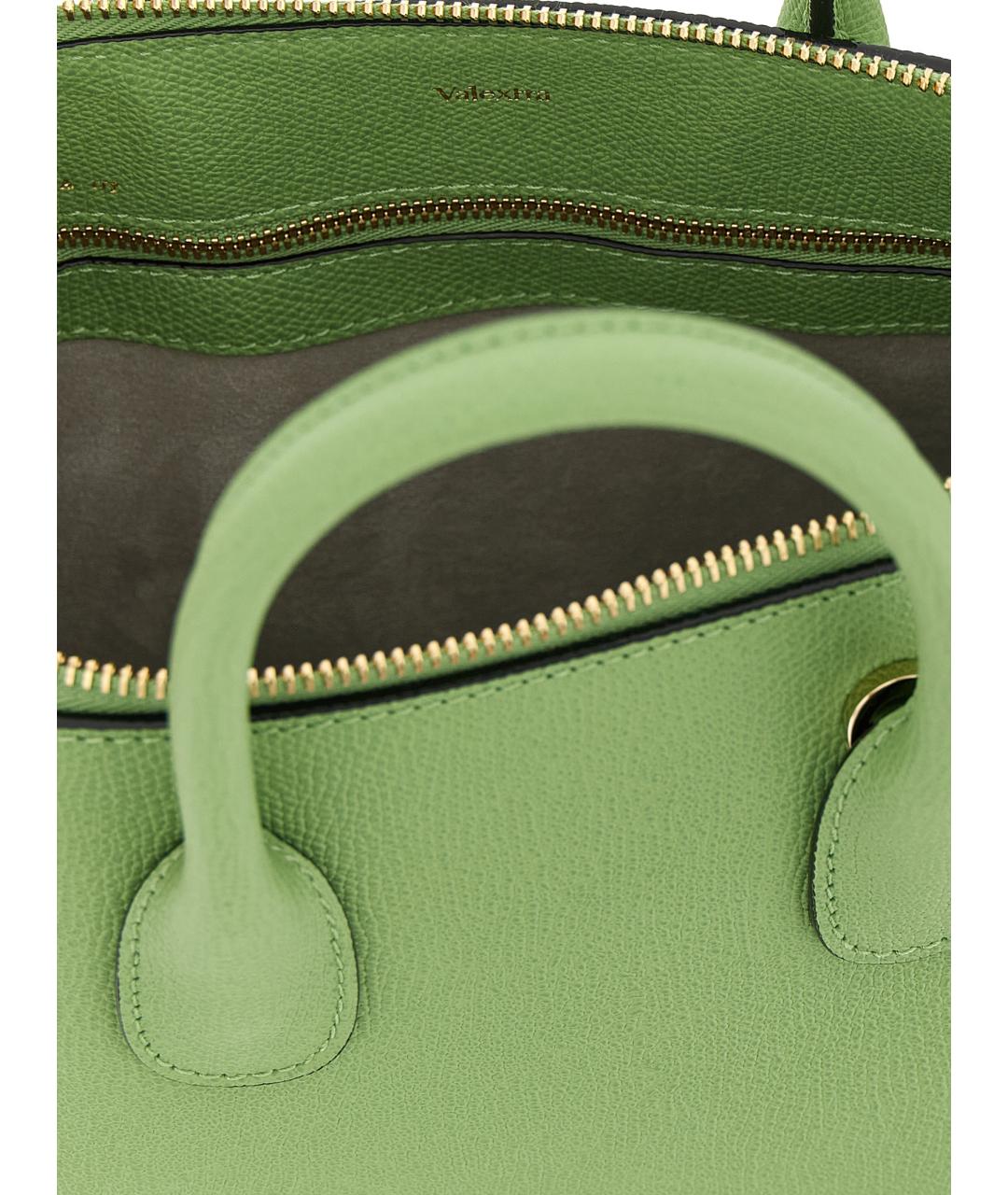 VALEXTRA Зеленая кожаная сумка тоут, фото 4