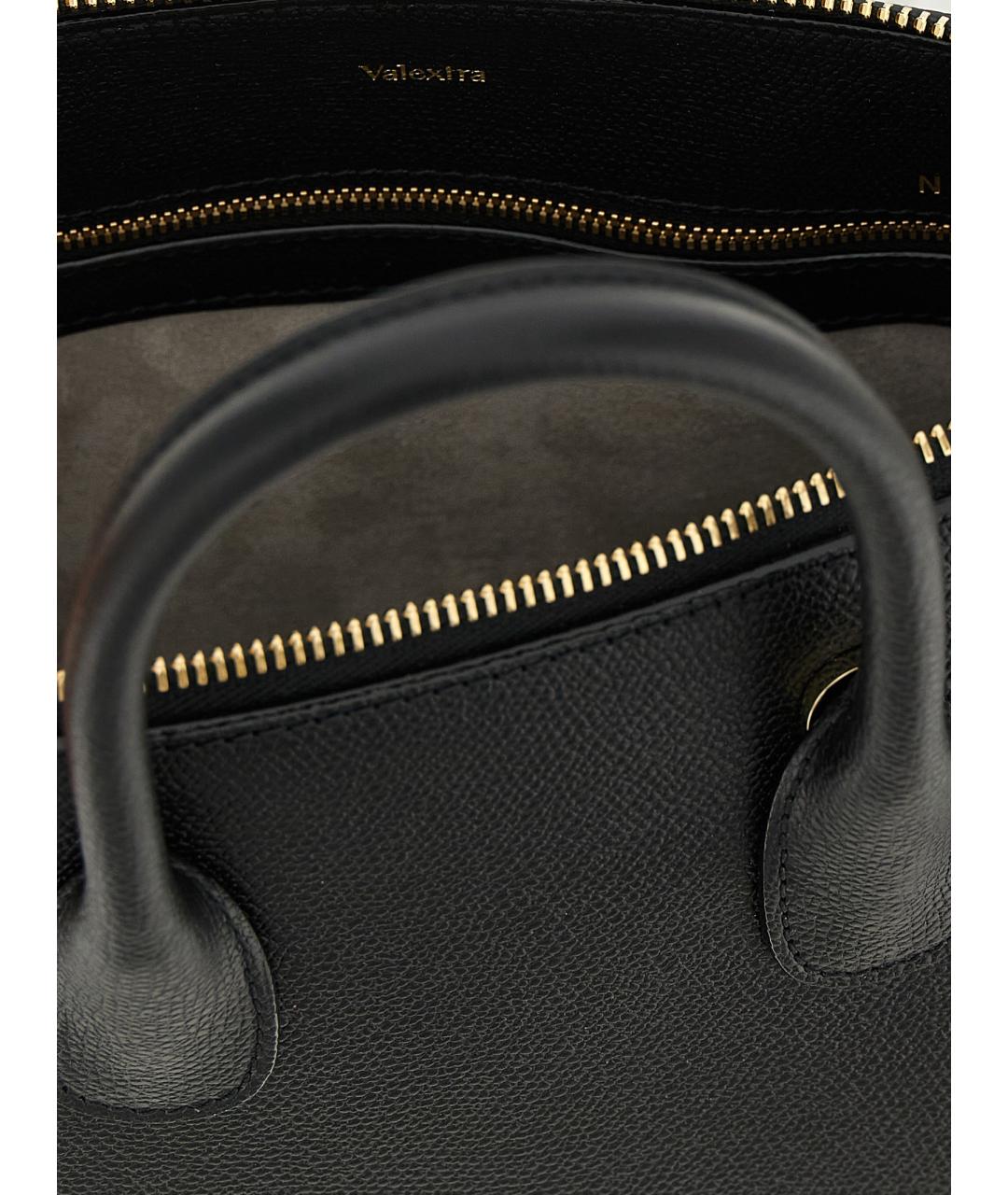 VALEXTRA Черная кожаная сумка с короткими ручками, фото 4