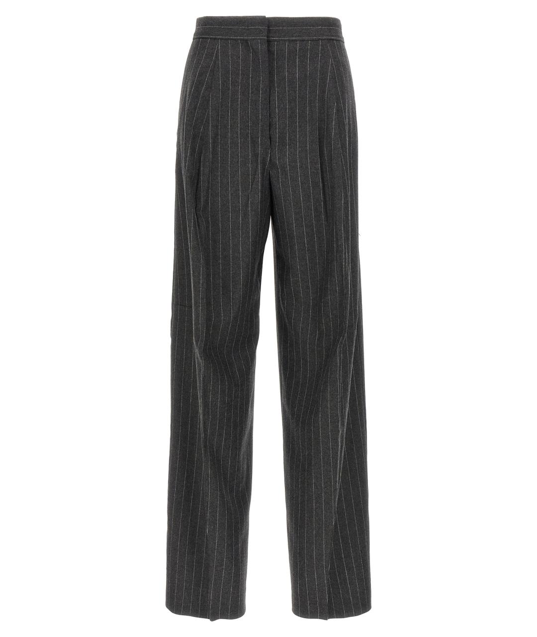 SPORTMAX Серые шерстяные прямые брюки, фото 1