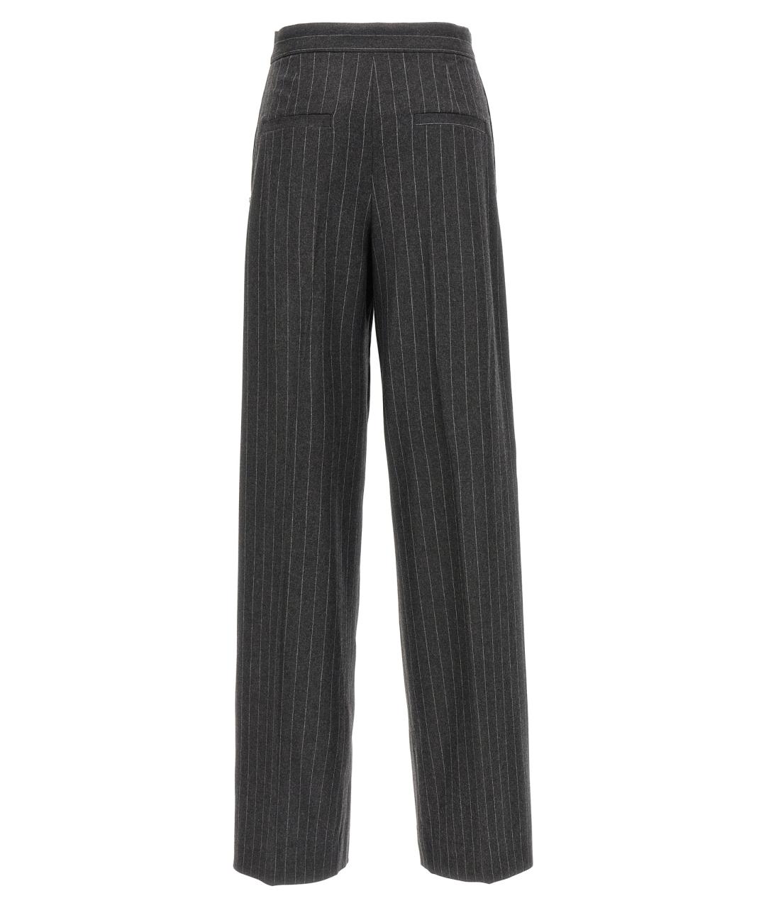 SPORTMAX Серые шерстяные прямые брюки, фото 2