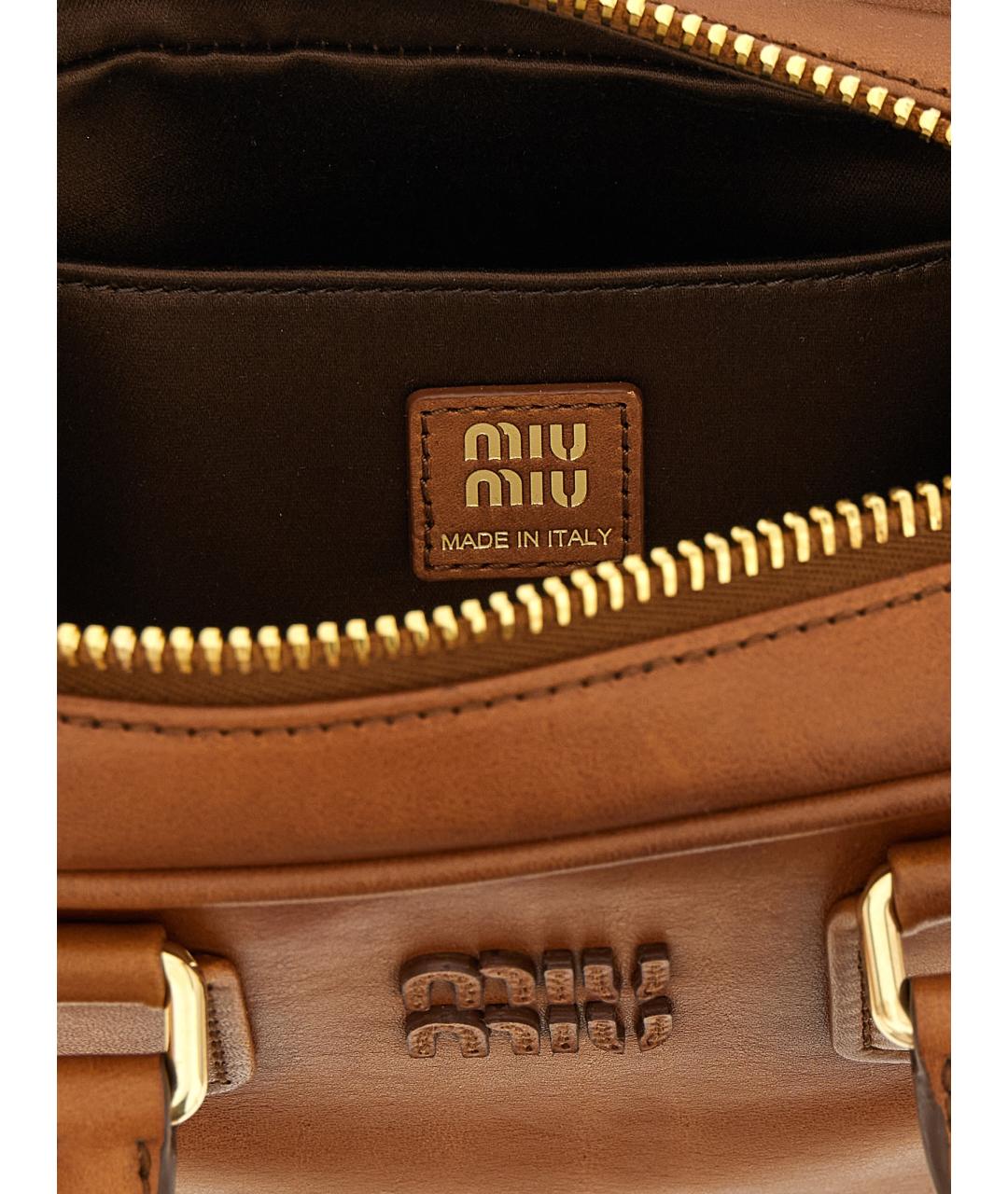 MIU MIU Коричневая кожаная сумка тоут, фото 4