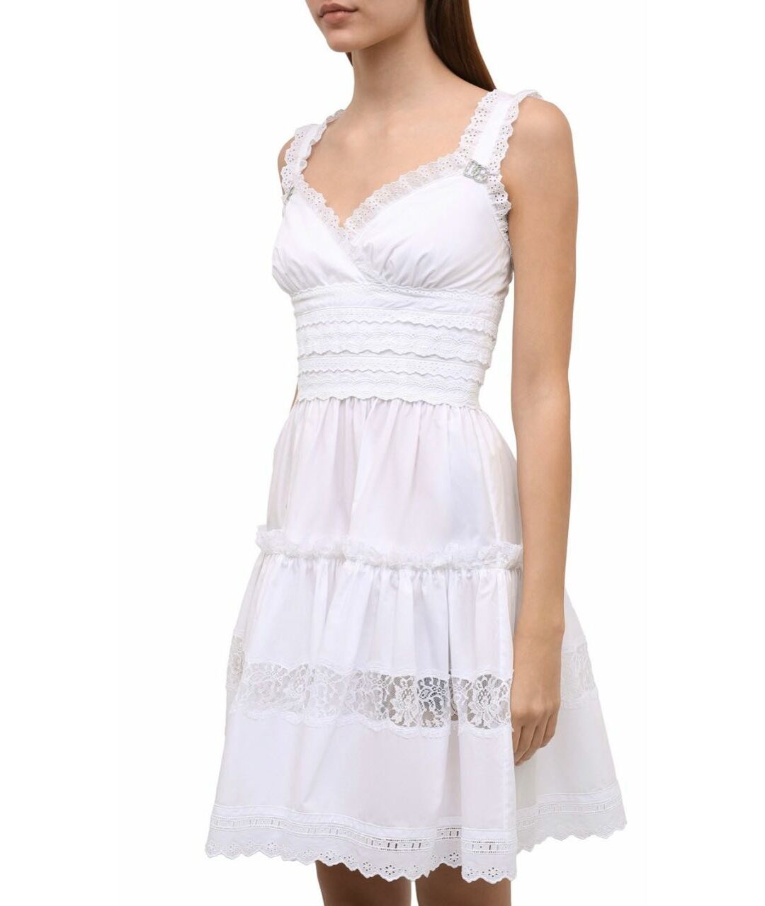 DOLCE&GABBANA Белое хлопковое платье, фото 2