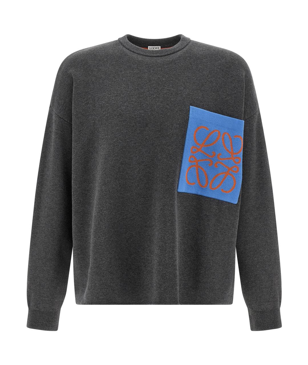 LOEWE Серый хлопковый джемпер / свитер, фото 1