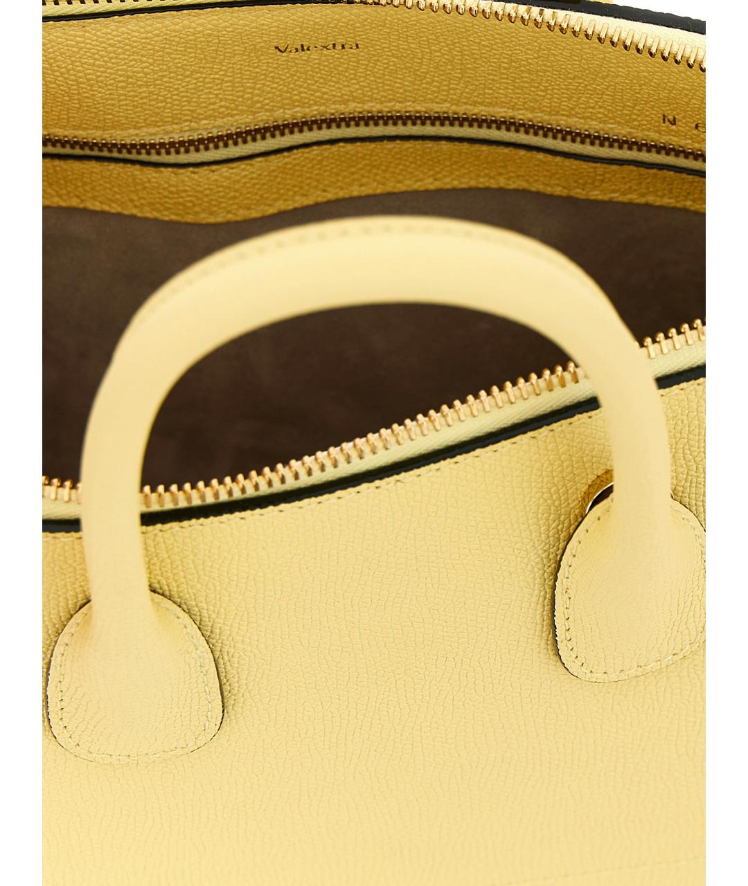 VALEXTRA Желтая кожаная сумка тоут, фото 4
