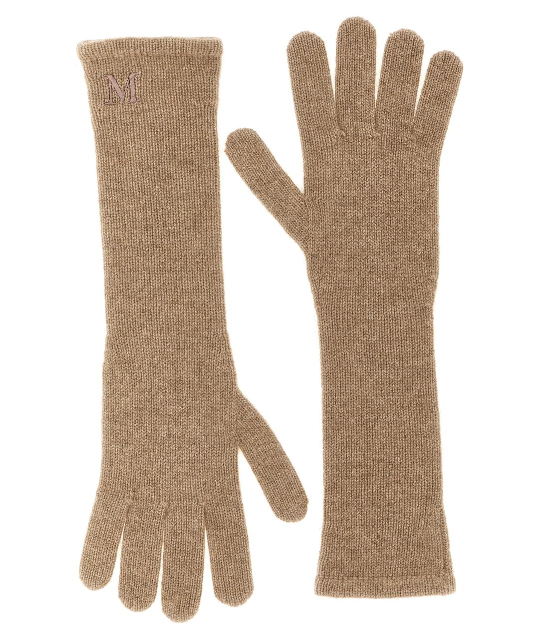 MAX MARA Бежевые кашемировые перчатки, фото 1