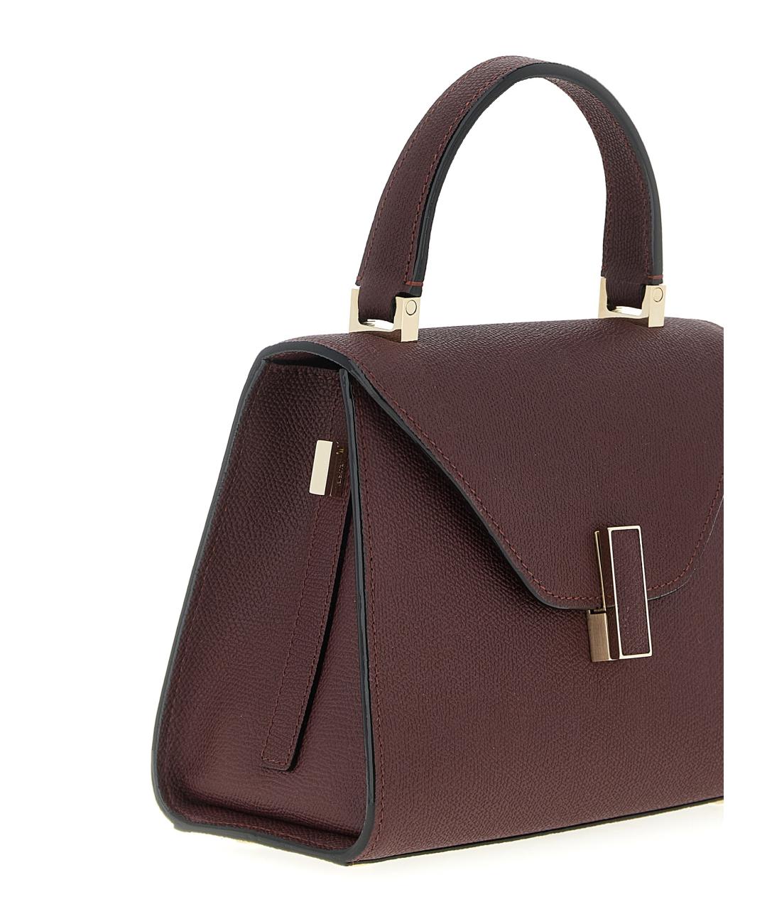 VALEXTRA Бордовая кожаная сумка с короткими ручками, фото 3