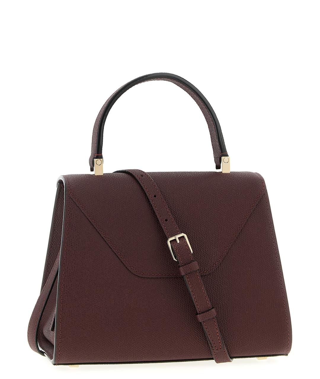 VALEXTRA Бордовая кожаная сумка с короткими ручками, фото 2