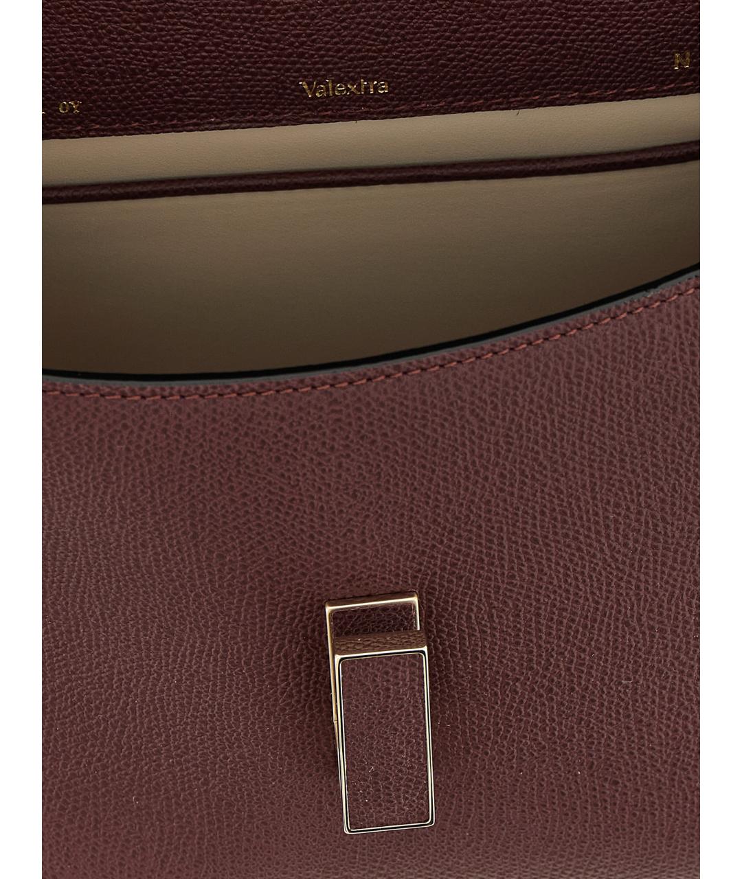 VALEXTRA Бордовая кожаная сумка с короткими ручками, фото 4