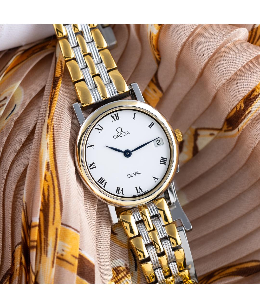 OMEGA Золотые металлические часы, фото 2