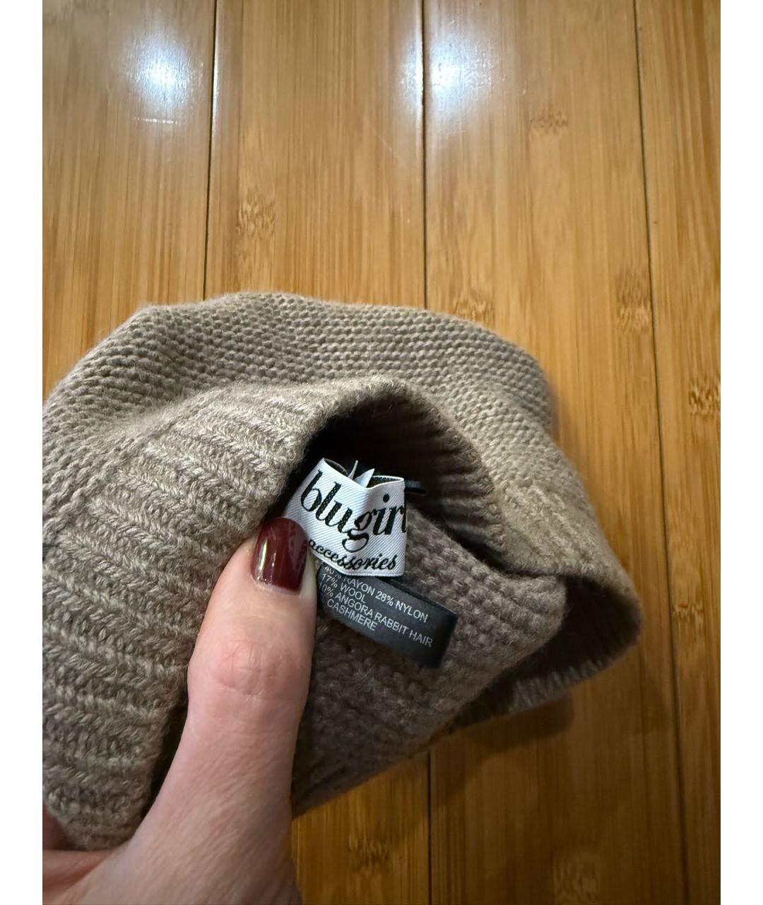 BLUGIRL Бежевая шерстяная шапка, фото 3