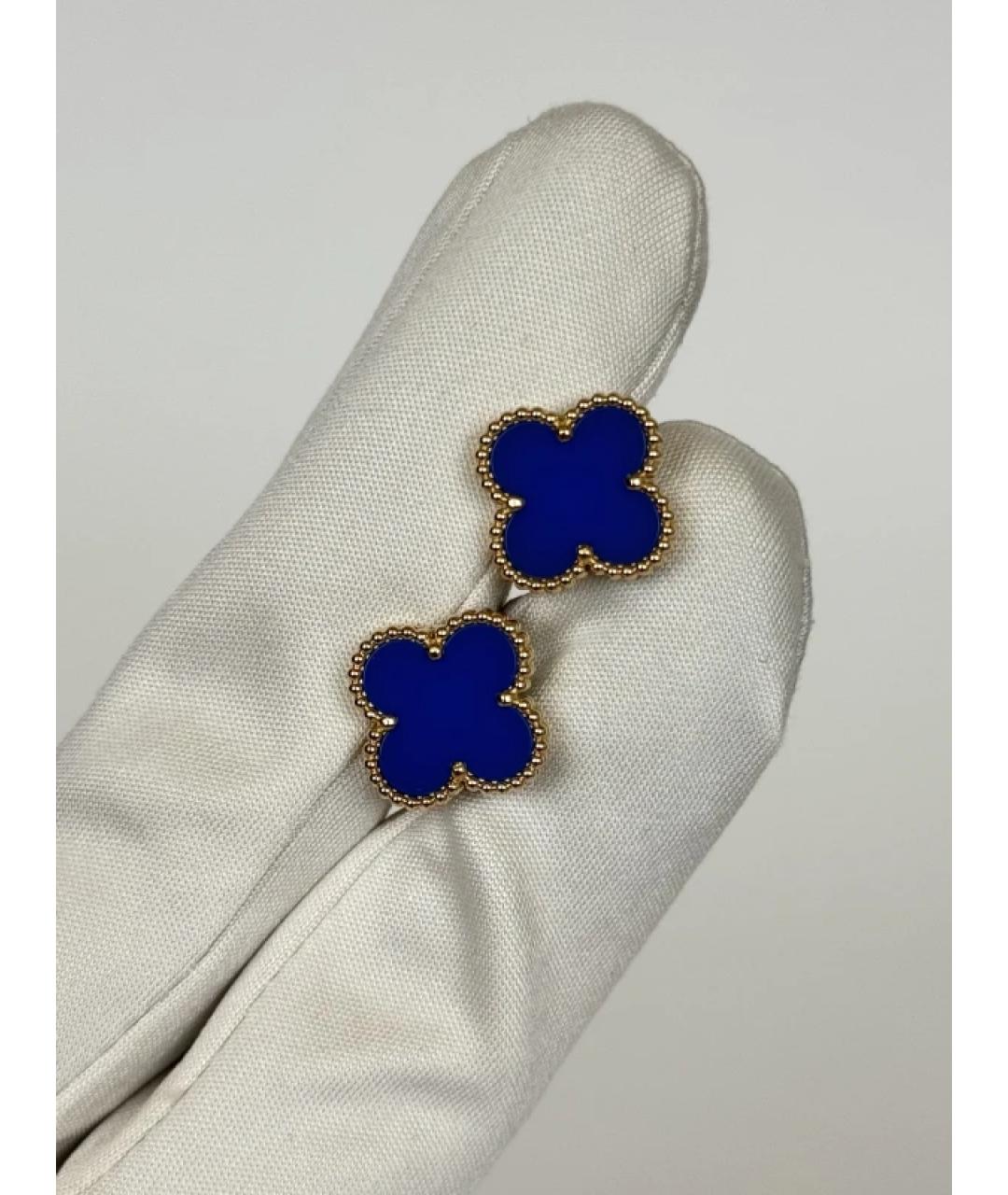 VAN CLEEF & ARPELS Темно-синие серьги из желтого золота, фото 3