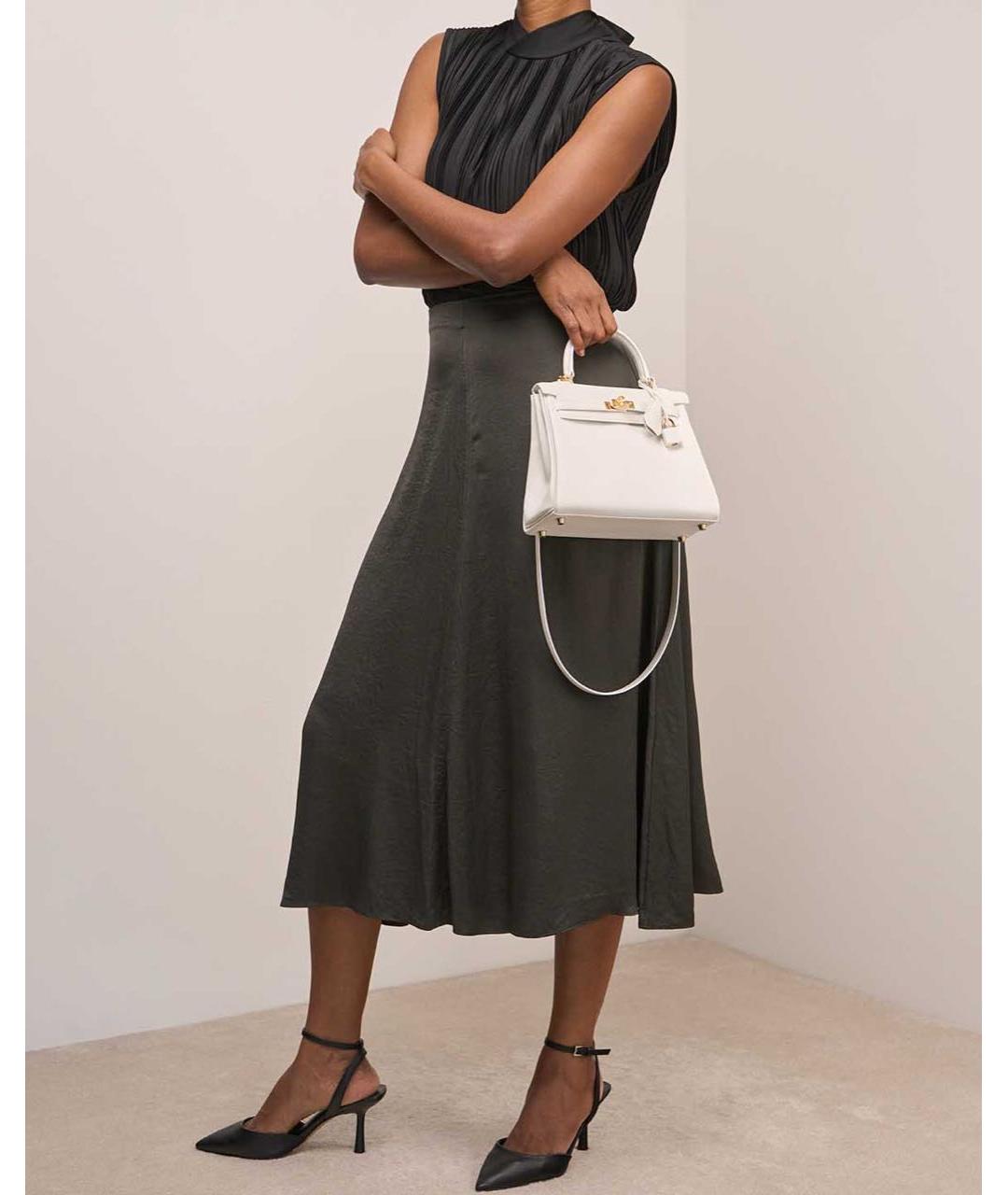 HERMES Белая кожаная сумка с короткими ручками, фото 5