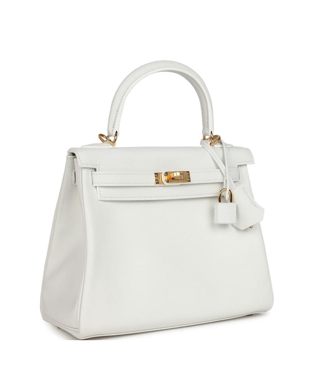 HERMES Белая кожаная сумка с короткими ручками, фото 2