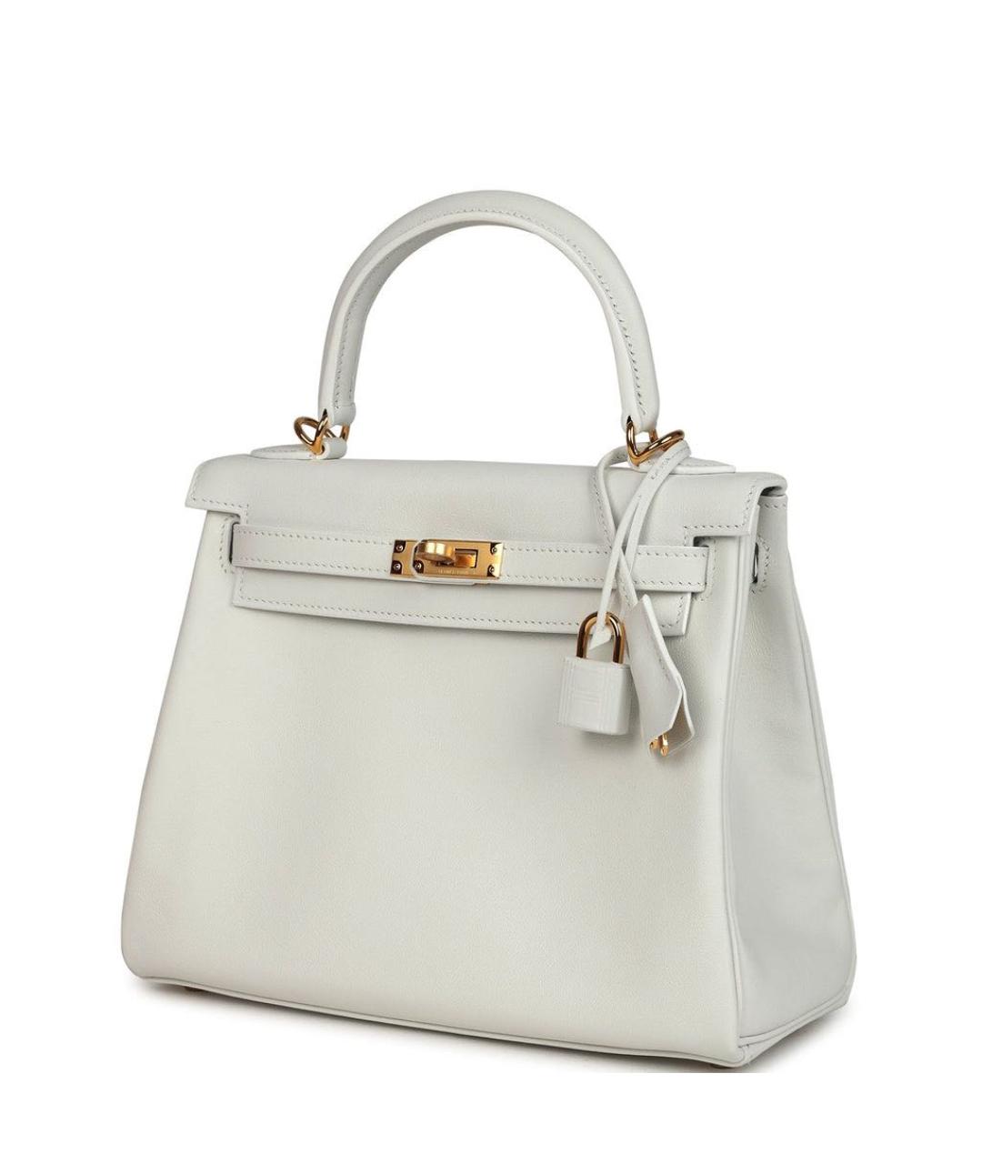 HERMES Белая кожаная сумка с короткими ручками, фото 3
