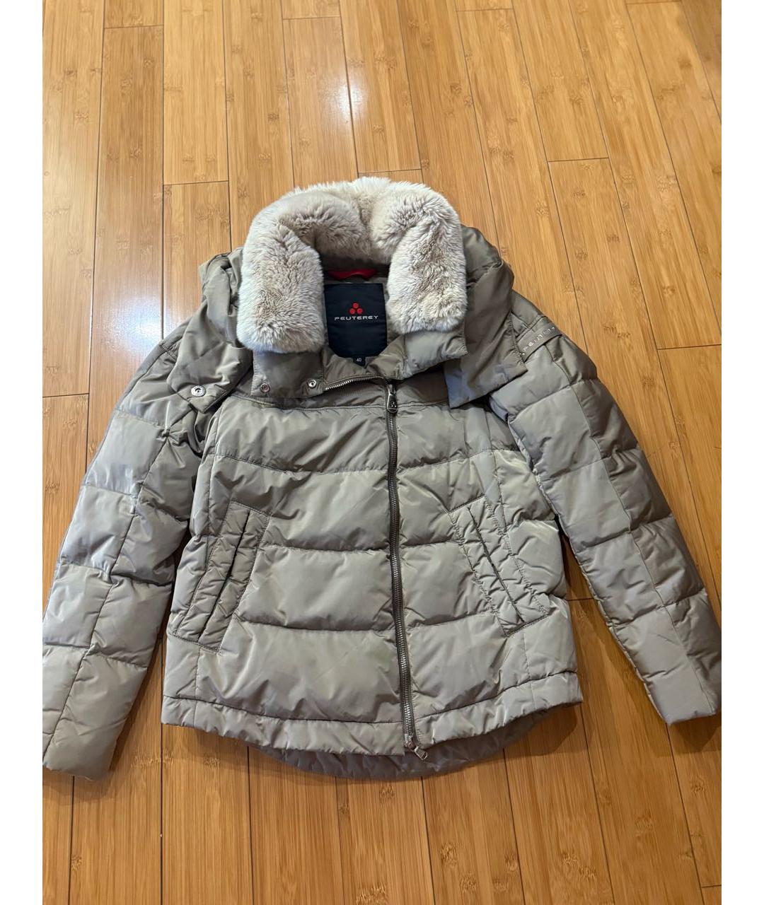PEUTEREY Бежевый полиэстеровый пуховик, фото 8