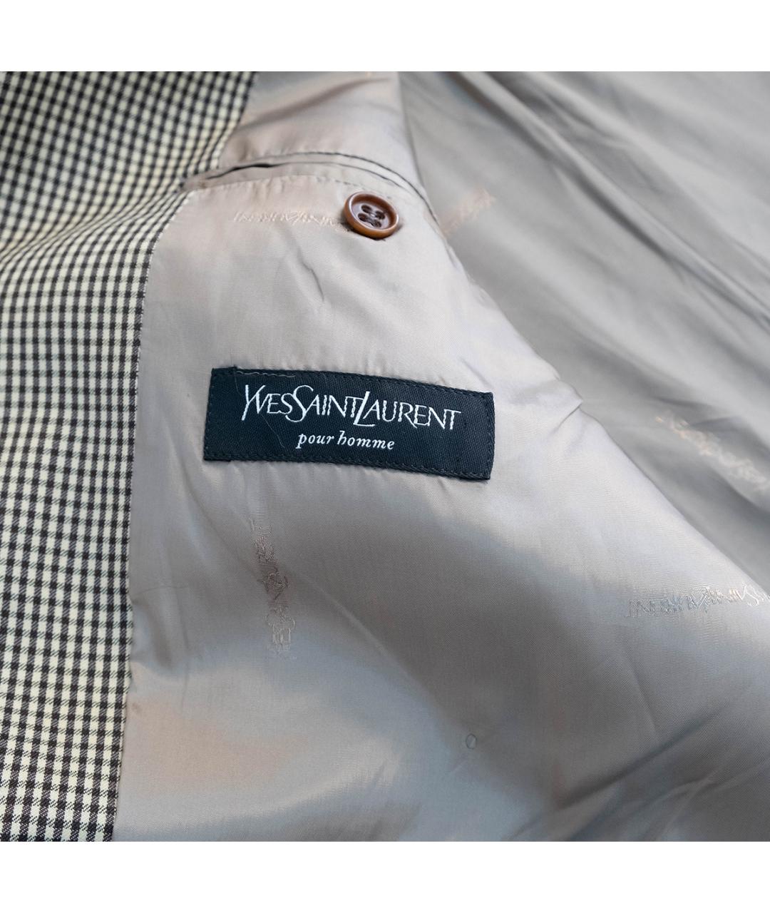 SAINT LAURENT Бежевый шерстяной пиджак, фото 6