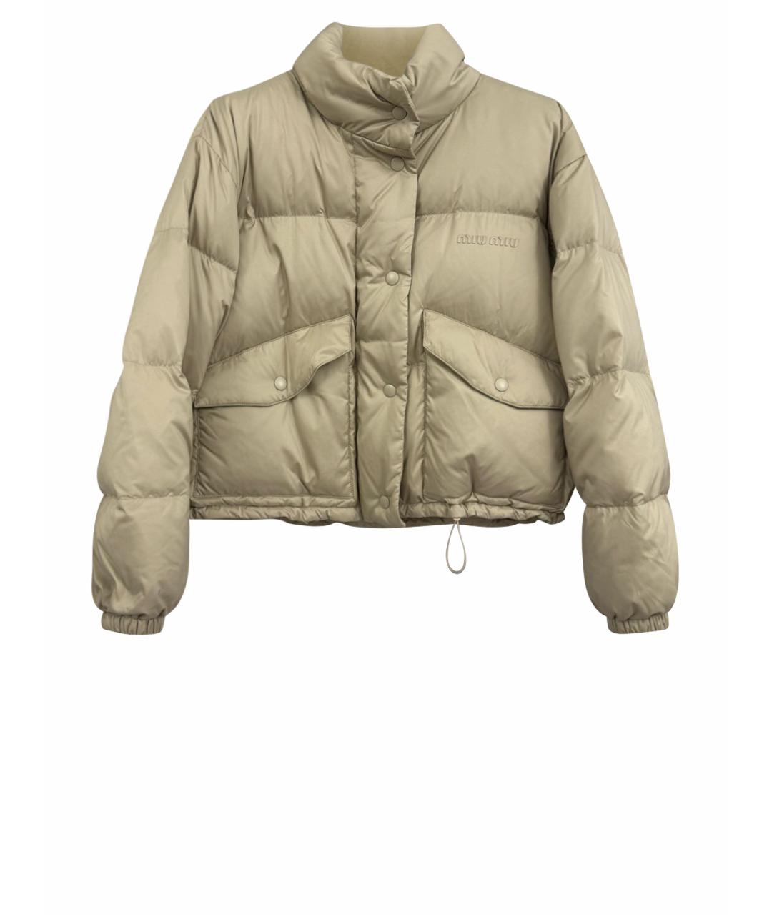 MIU MIU Бежевый полиэстеровый пуховик, фото 1