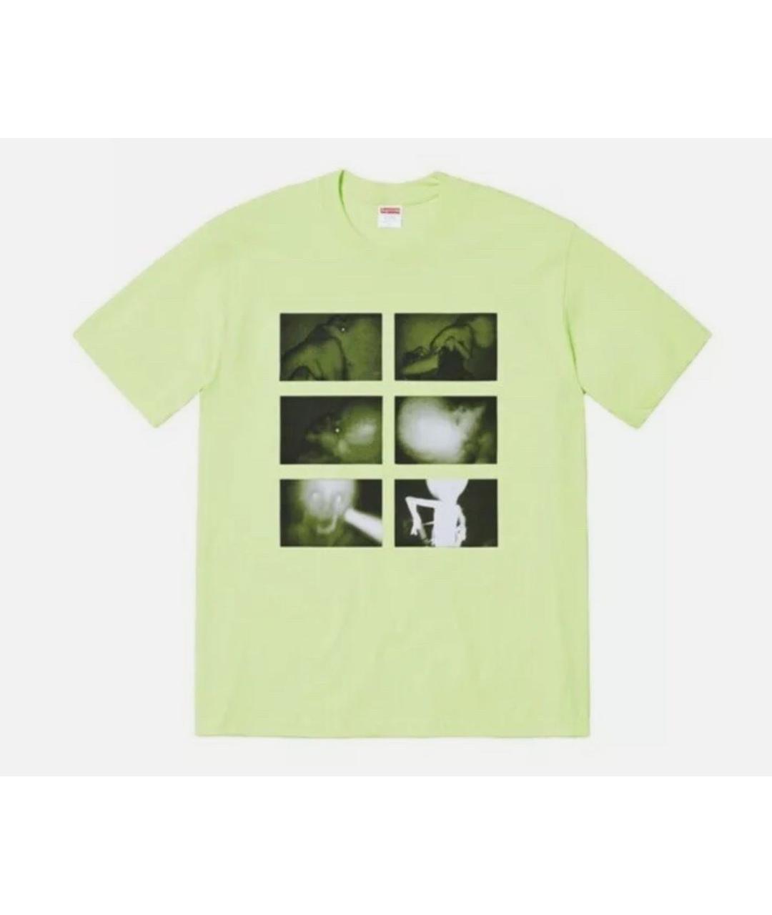 SUPREME Салатовая хлопковая футболка, фото 7