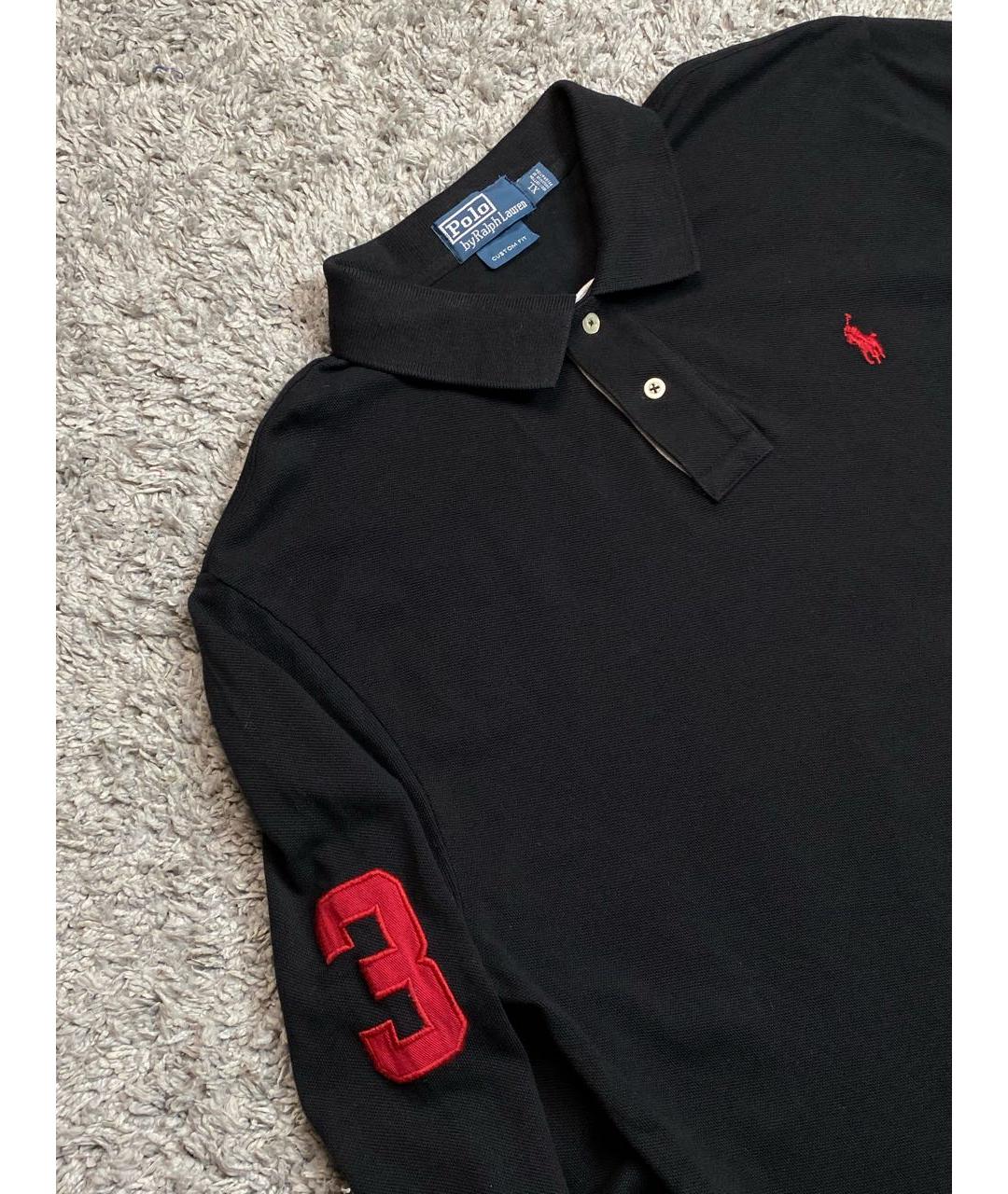 POLO RALPH LAUREN Черное хлопковое поло с длинным рукавом, фото 4