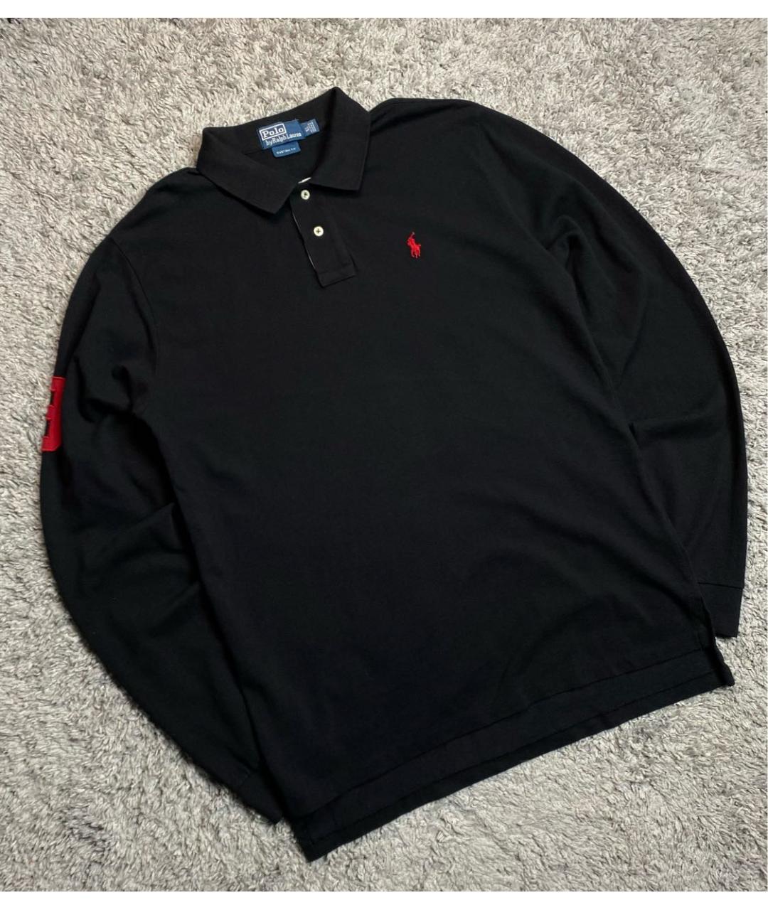 POLO RALPH LAUREN Черное хлопковое поло с длинным рукавом, фото 2