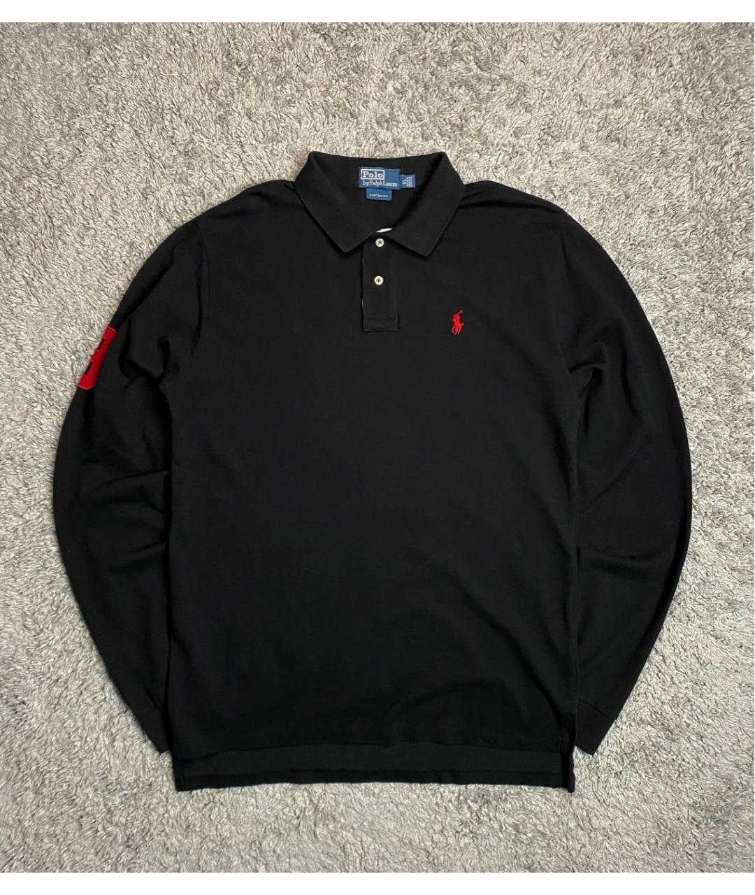 POLO RALPH LAUREN Черное хлопковое поло с длинным рукавом, фото 7