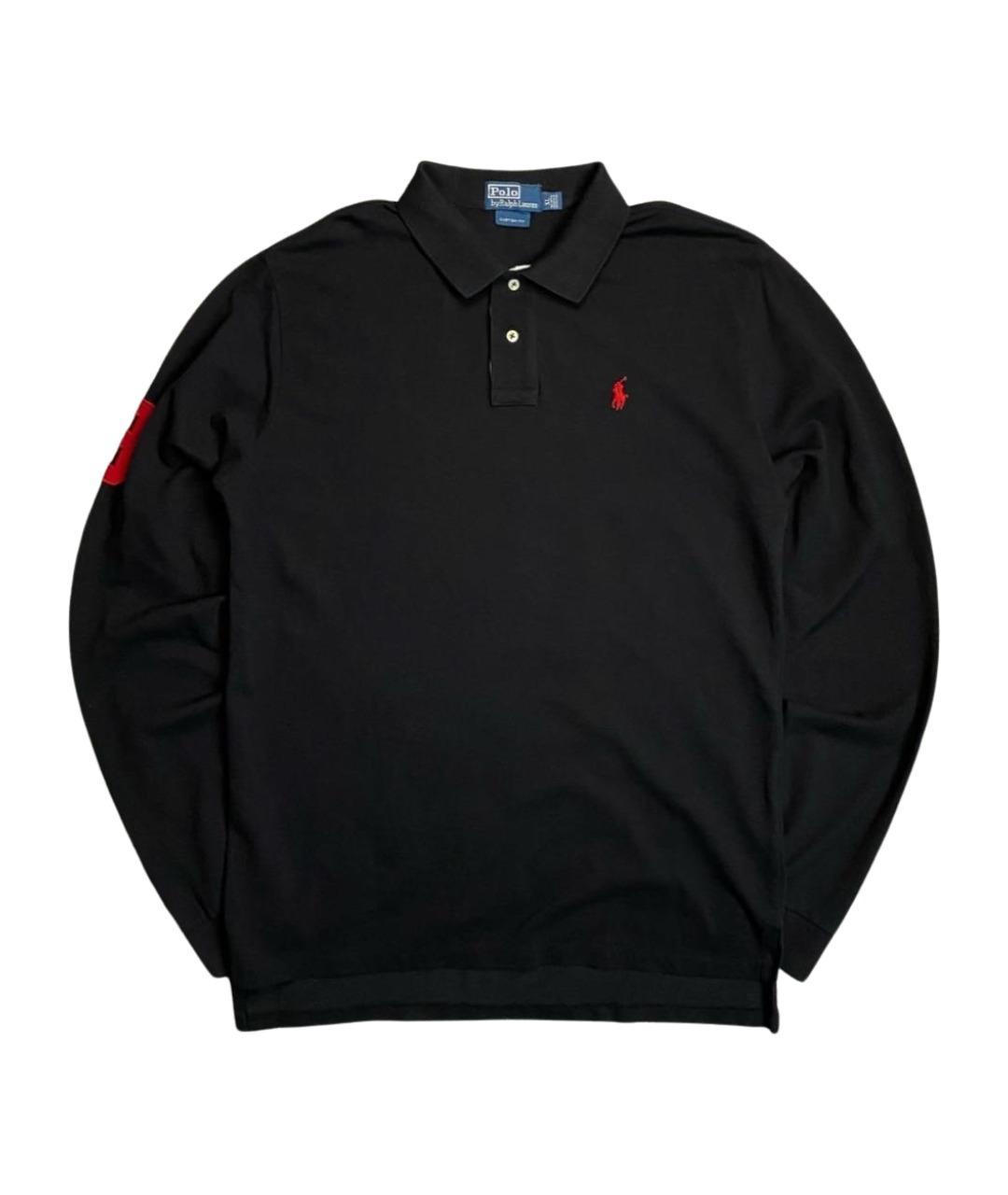 POLO RALPH LAUREN Черное хлопковое поло с длинным рукавом, фото 1