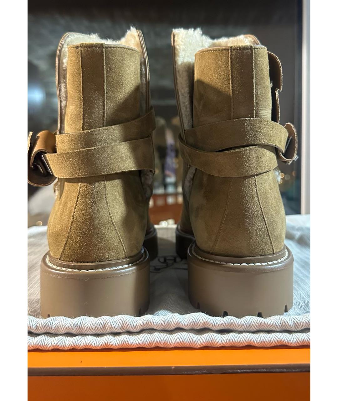 HERMES Оранжевое замшевые ботинки, фото 4