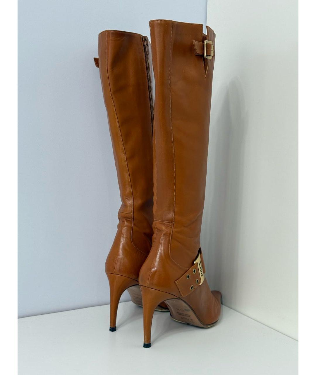 CHRISTIAN DIOR Оранжевое кожаные сапоги, фото 4