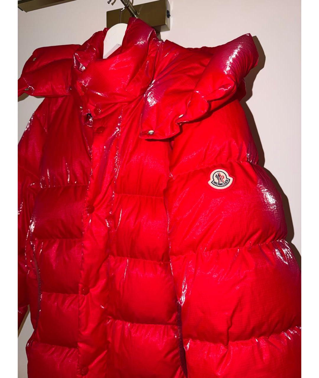 MONCLER Красный полиамидовый пуховик, фото 7