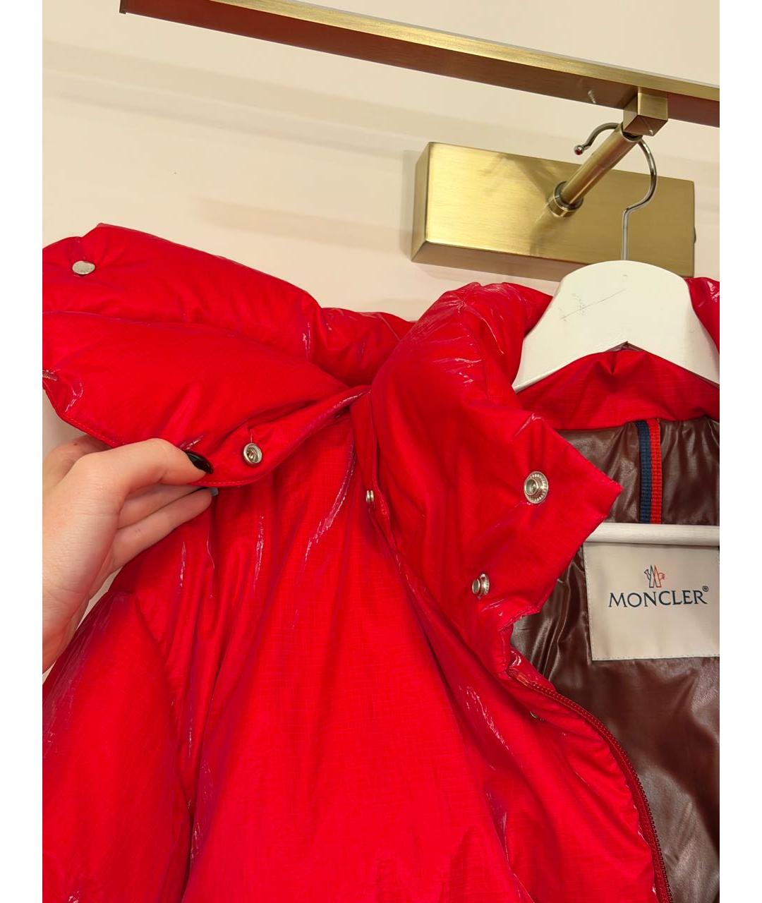 MONCLER Красный полиамидовый пуховик, фото 8