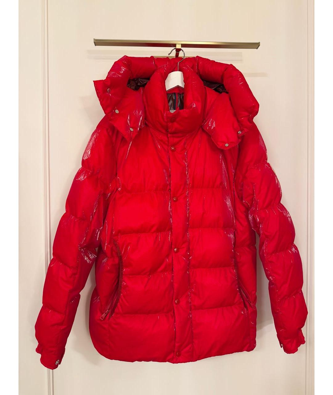 MONCLER Красный полиамидовый пуховик, фото 9